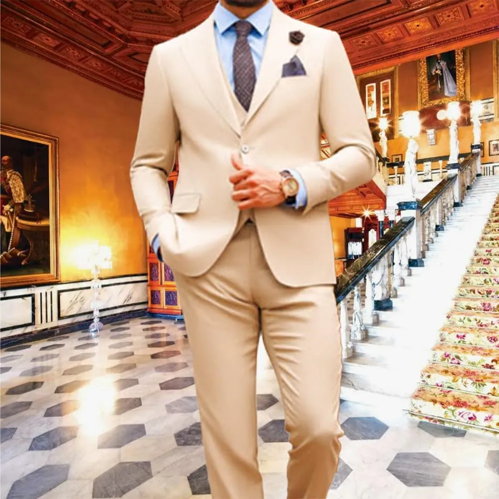 Men's Classic Fit Slim Double Breasted Suit - Formal Suit with Blazer, Pants & Vest