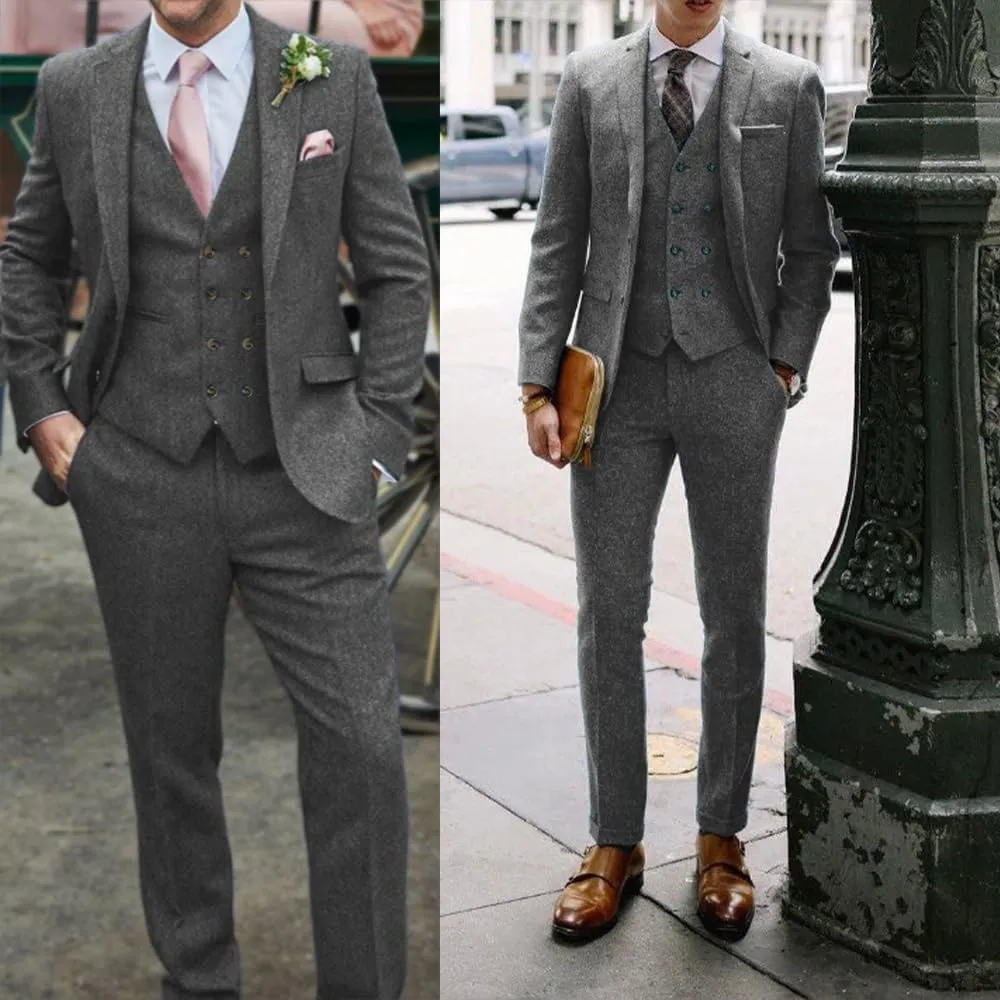 Men's Classic Fit Slim Double Breasted Suit - Formal Suit with Blazer, Pants & Vest