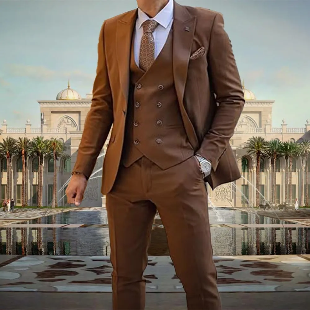 Men's Classic Fit Slim Double Breasted Suit - Formal Suit with Blazer, Pants & Vest
