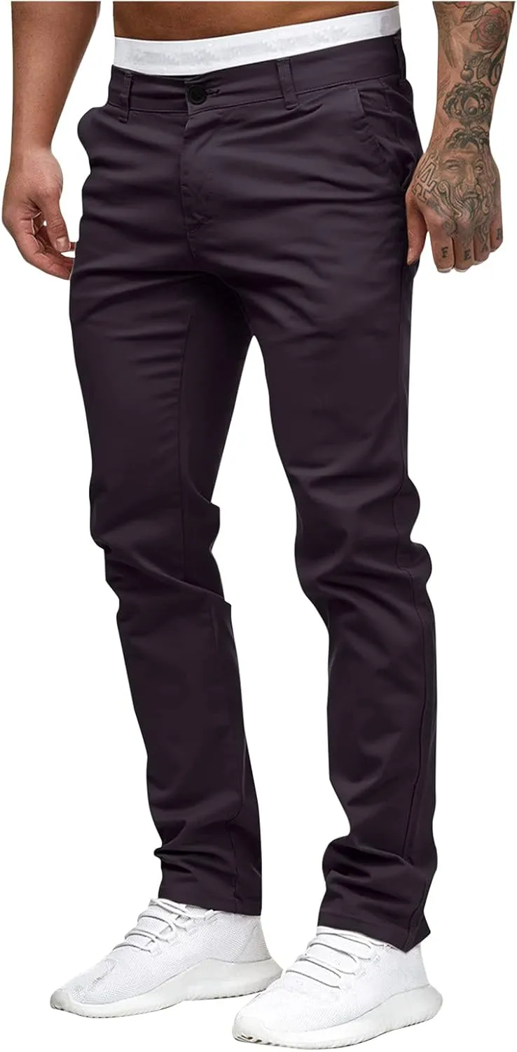 Men's Classic-Fit Wrinkle-Resistant Flat-Front Chino Pant (Available in Big & Tall) Slim-Fit Casual with Pockets