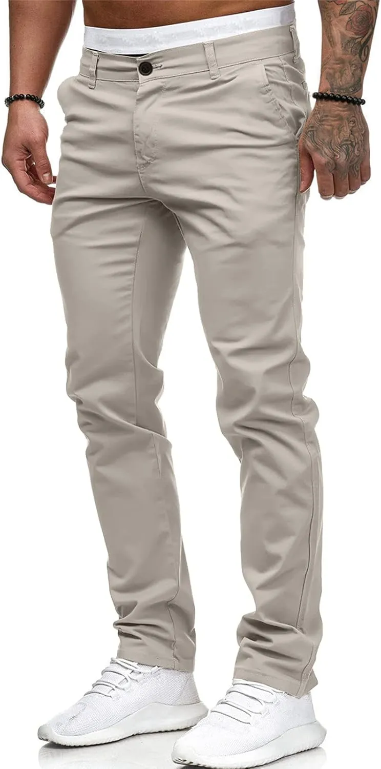 Men's Classic-Fit Wrinkle-Resistant Flat-Front Chino Pant (Available in Big & Tall) Slim-Fit Casual with Pockets