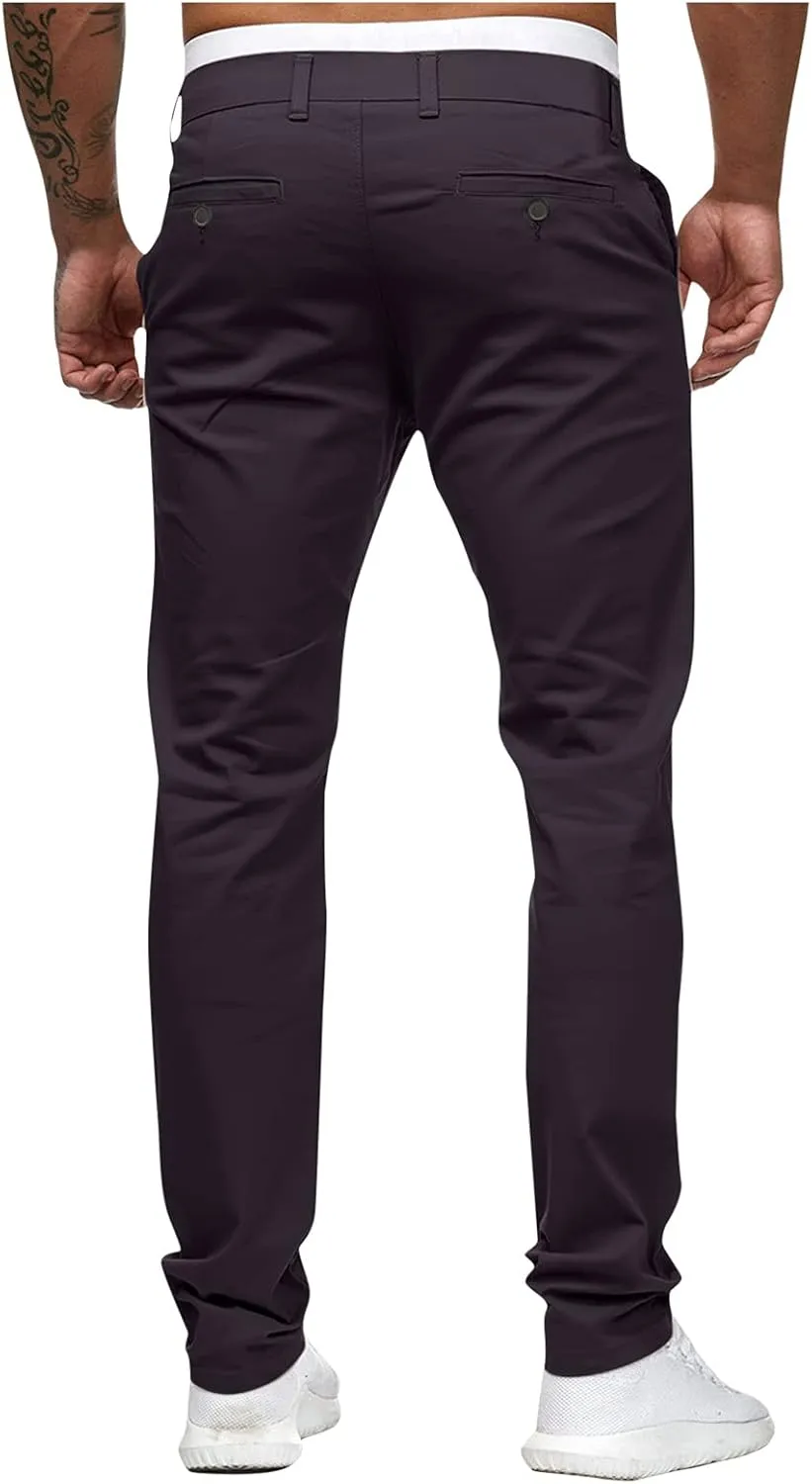 Men's Classic-Fit Wrinkle-Resistant Flat-Front Chino Pant (Available in Big & Tall) Slim-Fit Casual with Pockets