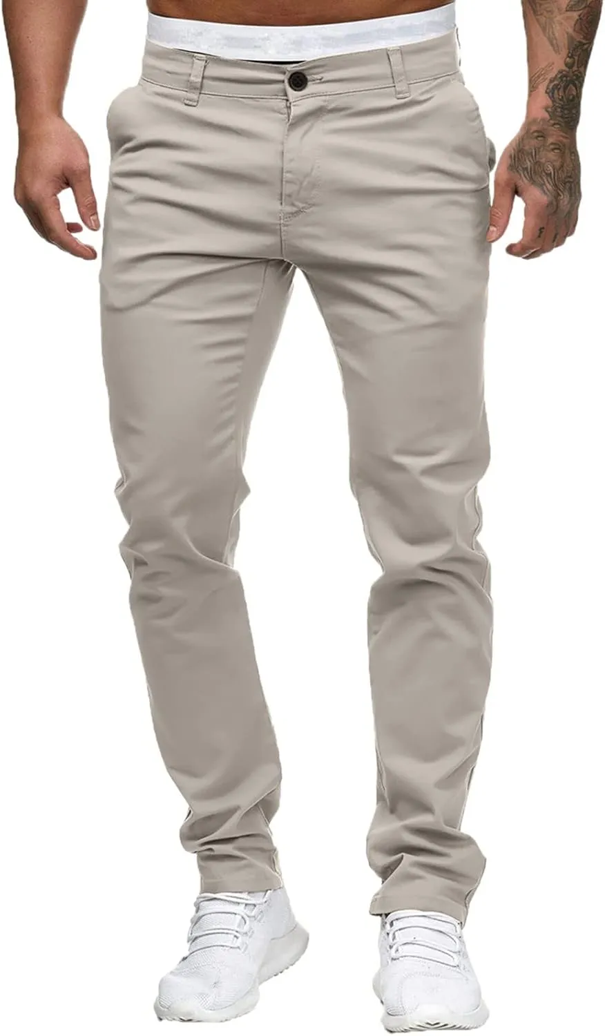 Men's Classic-Fit Wrinkle-Resistant Flat-Front Chino Pant (Available in Big & Tall) Slim-Fit Casual with Pockets