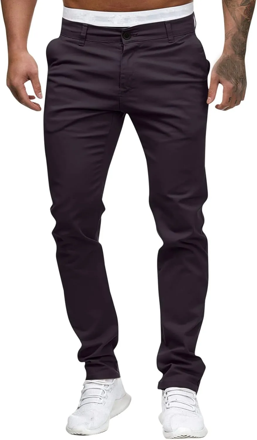 Men's Classic-Fit Wrinkle-Resistant Flat-Front Chino Pant (Available in Big & Tall) Slim-Fit Casual with Pockets