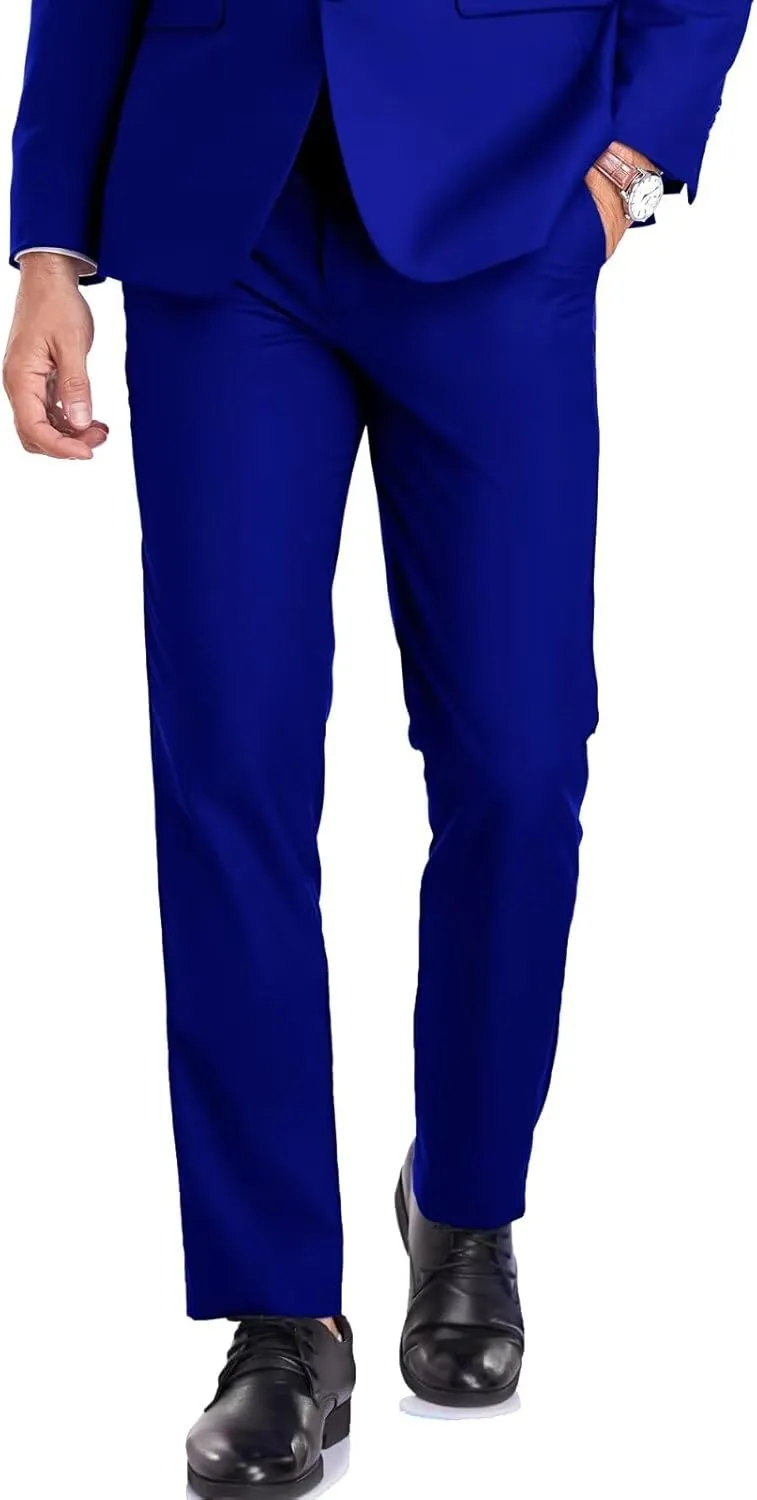 Mens Dress Pant Slim Fit Flat Front Pants for Men Classic Fit Hidden Expandable Waist Golf Men Suit Pants for Work