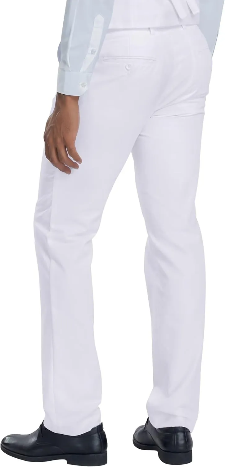 Mens Dress Pant Slim Fit Flat Front Pants for Men Classic Fit Hidden Expandable Waist Golf Men Suit Pants for Work