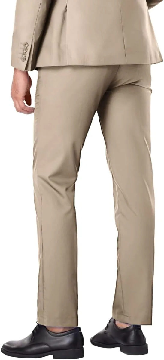 Mens Dress Pant Slim Fit Flat Front Pants for Men Classic Fit Hidden Expandable Waist Golf Men Suit Pants for Work
