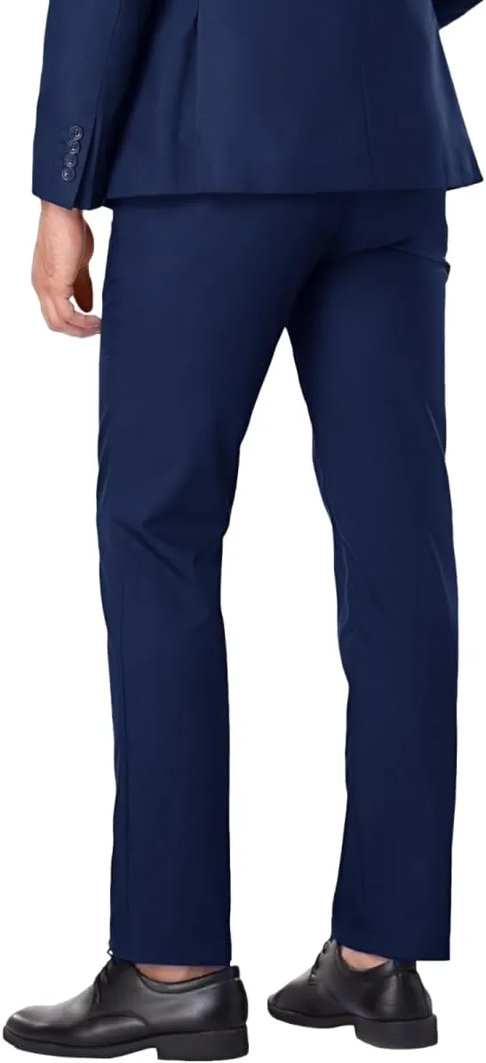 Mens Dress Pant Slim Fit Flat Front Pants for Men Classic Fit Hidden Expandable Waist Golf Men Suit Pants for Work