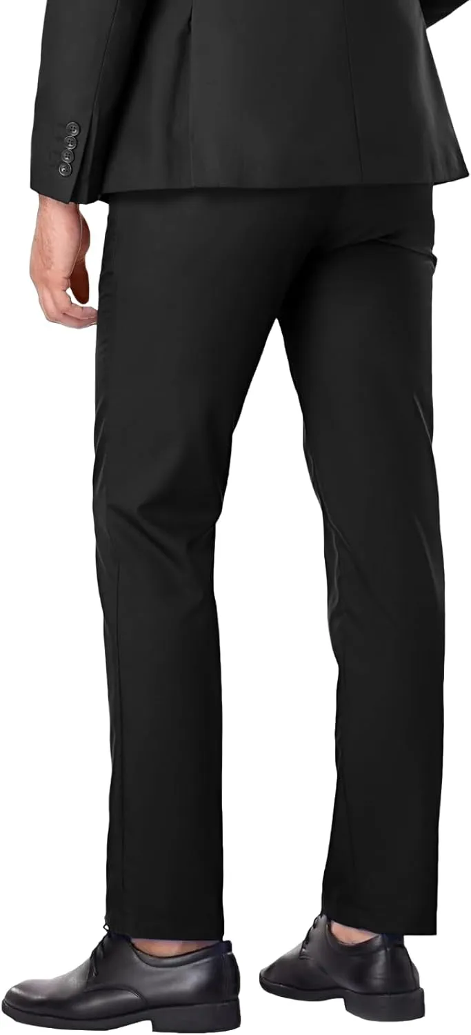 Mens Dress Pant Slim Fit Flat Front Pants for Men Classic Fit Hidden Expandable Waist Golf Men Suit Pants for Work