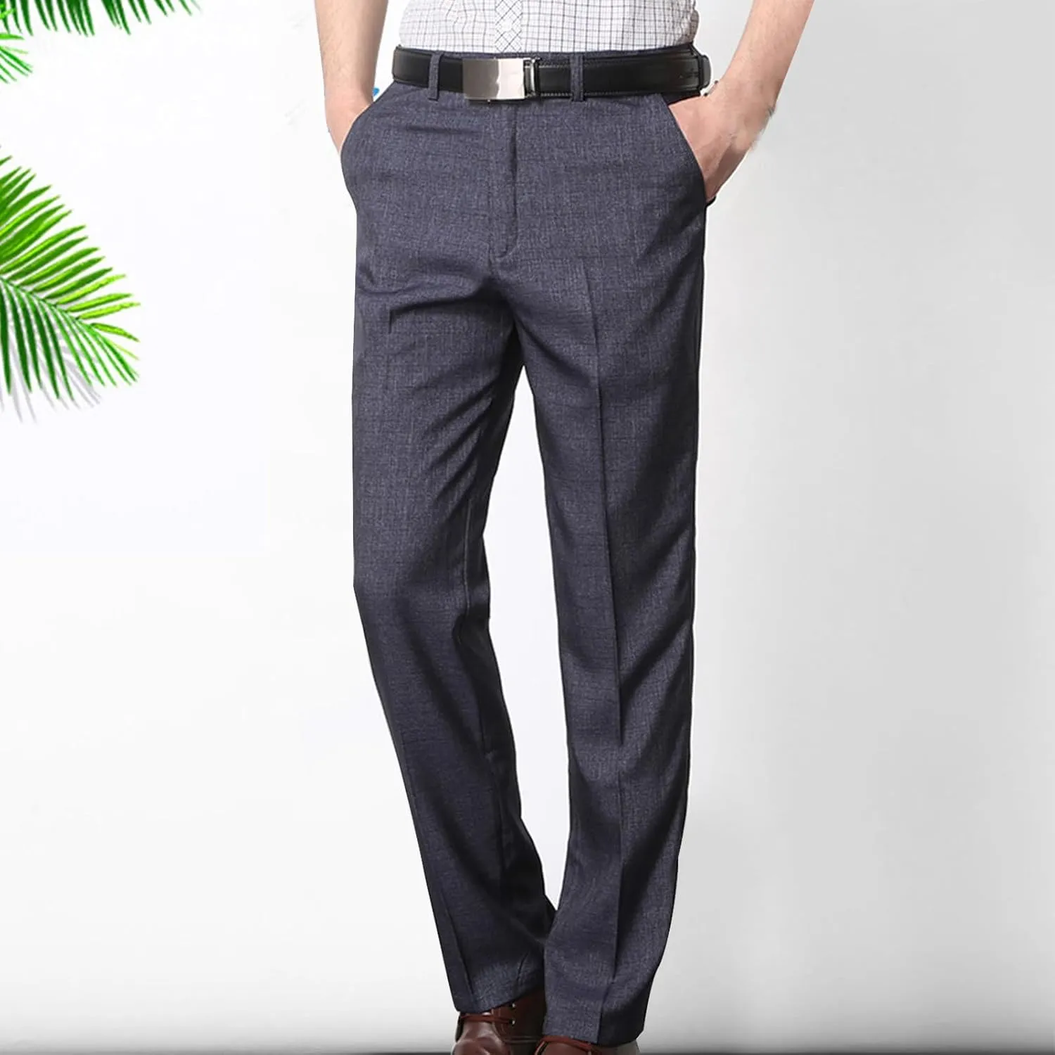 Men's Formal Dress Pants Classic-Fit Wrinkle-Resistant Flat-Front Chino Pant Straight Cut Slim Fit Casual Suit Pants