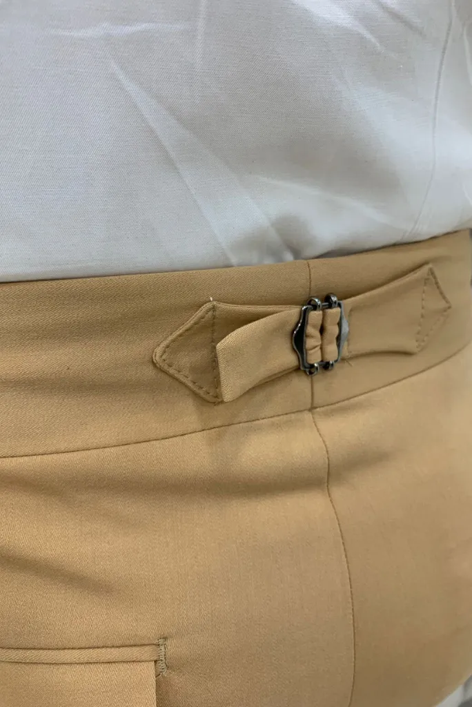 Men's Formal Elegant Pant Beige Double buckle Trouser Wedding Pant for groomsmen