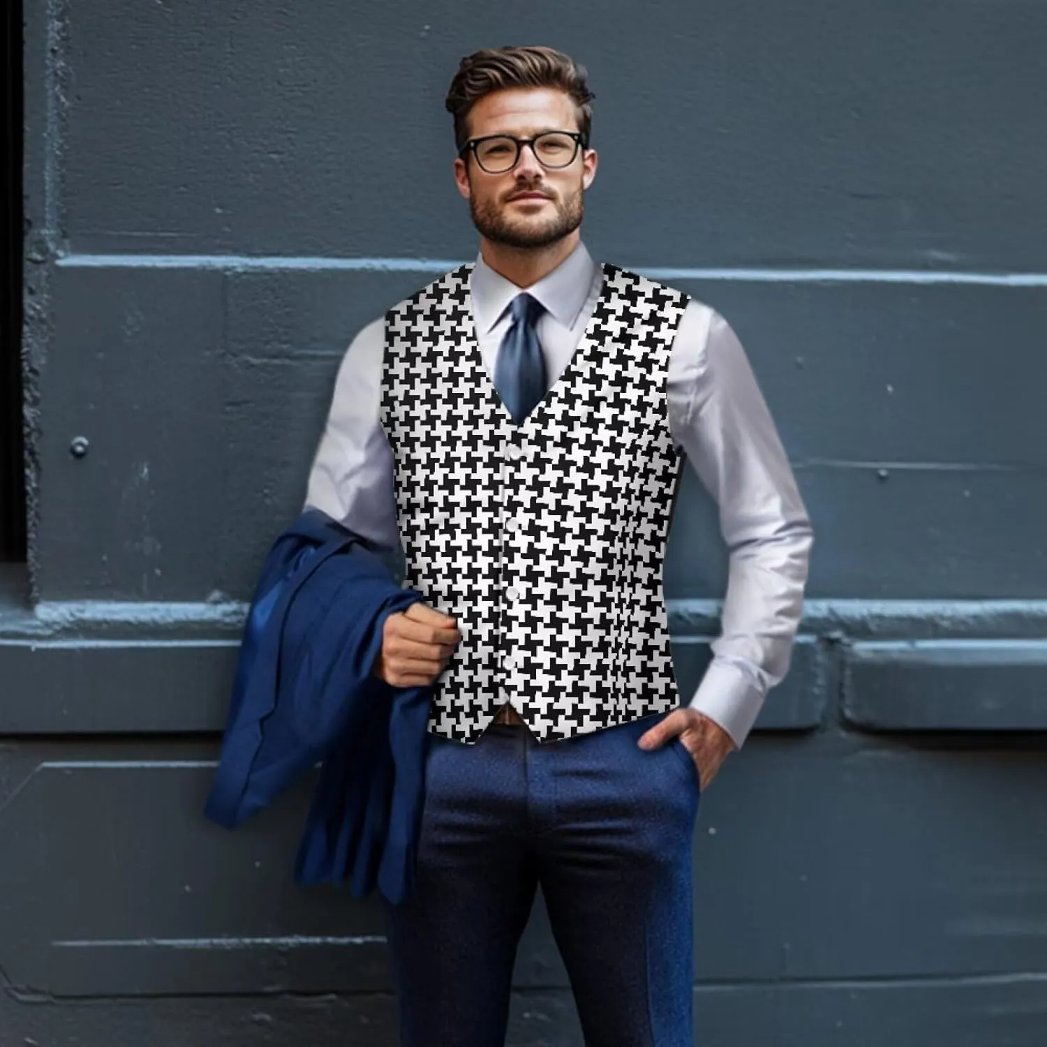 Men's Formal Suit Vest Fit for Business or Casual Dress Slim Fit V Neck Waistcoat Vest