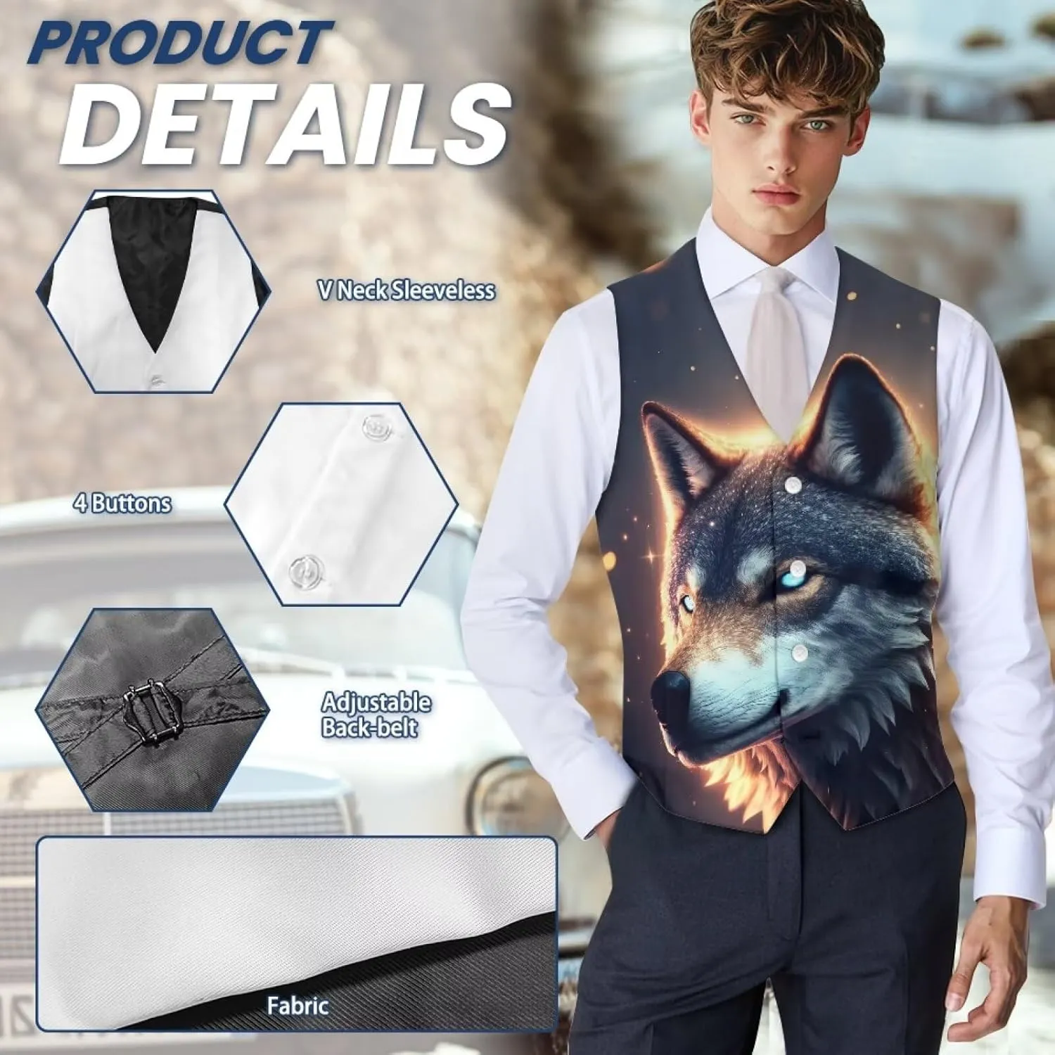 Men's Formal Suit Vest Fit for Business or Casual Dress Slim Fit V Neck Waistcoat Vest