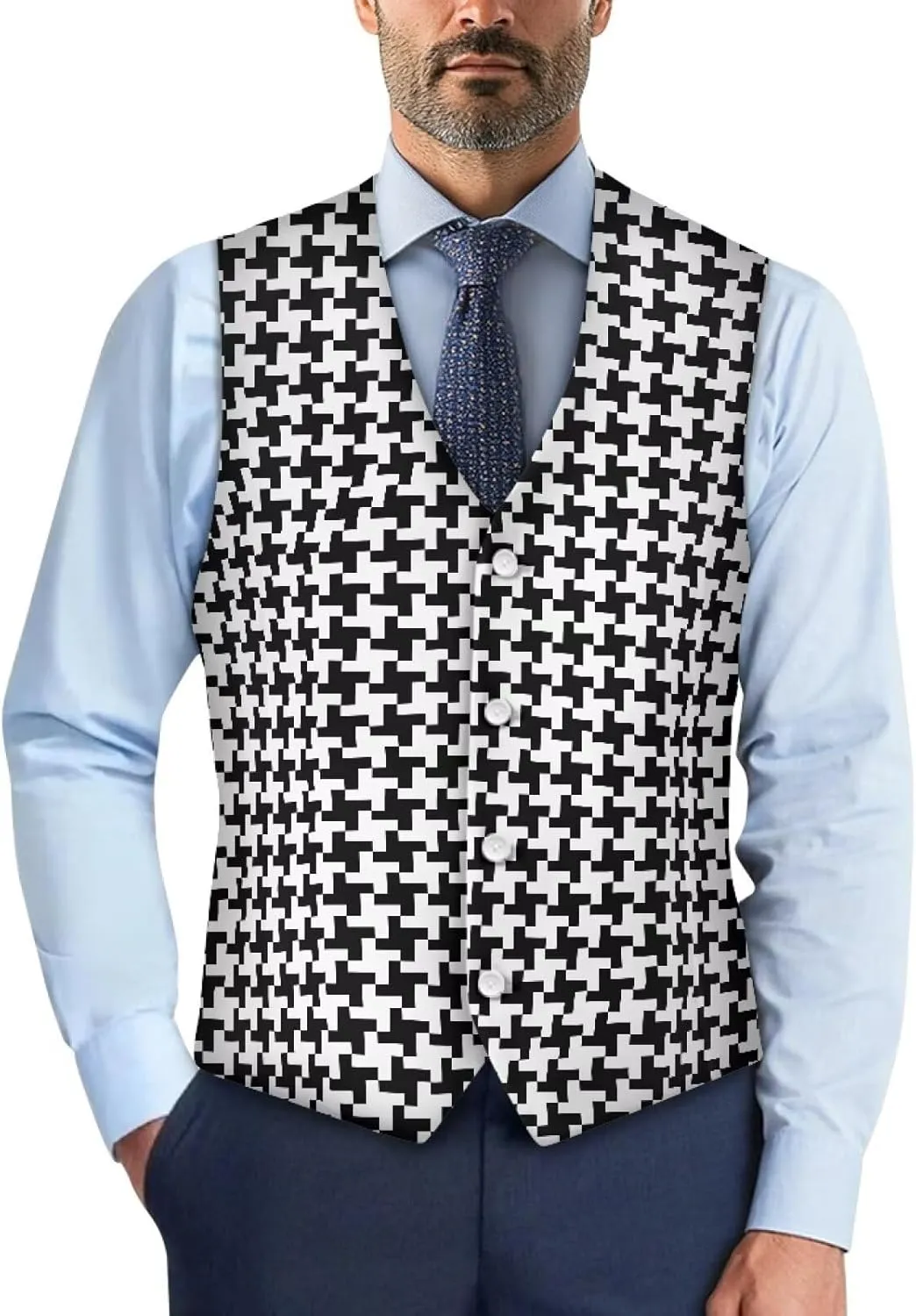 Men's Formal Suit Vest Fit for Business or Casual Dress Slim Fit V Neck Waistcoat Vest