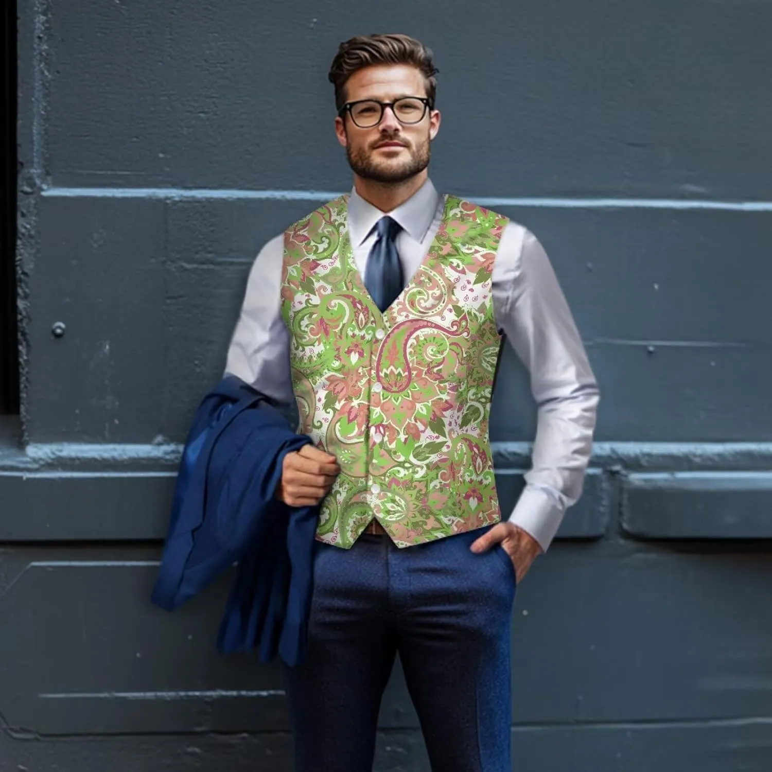 Men's Formal Suit Vest Fit for Business or Casual Dress Slim Fit V Neck Waistcoat Vest