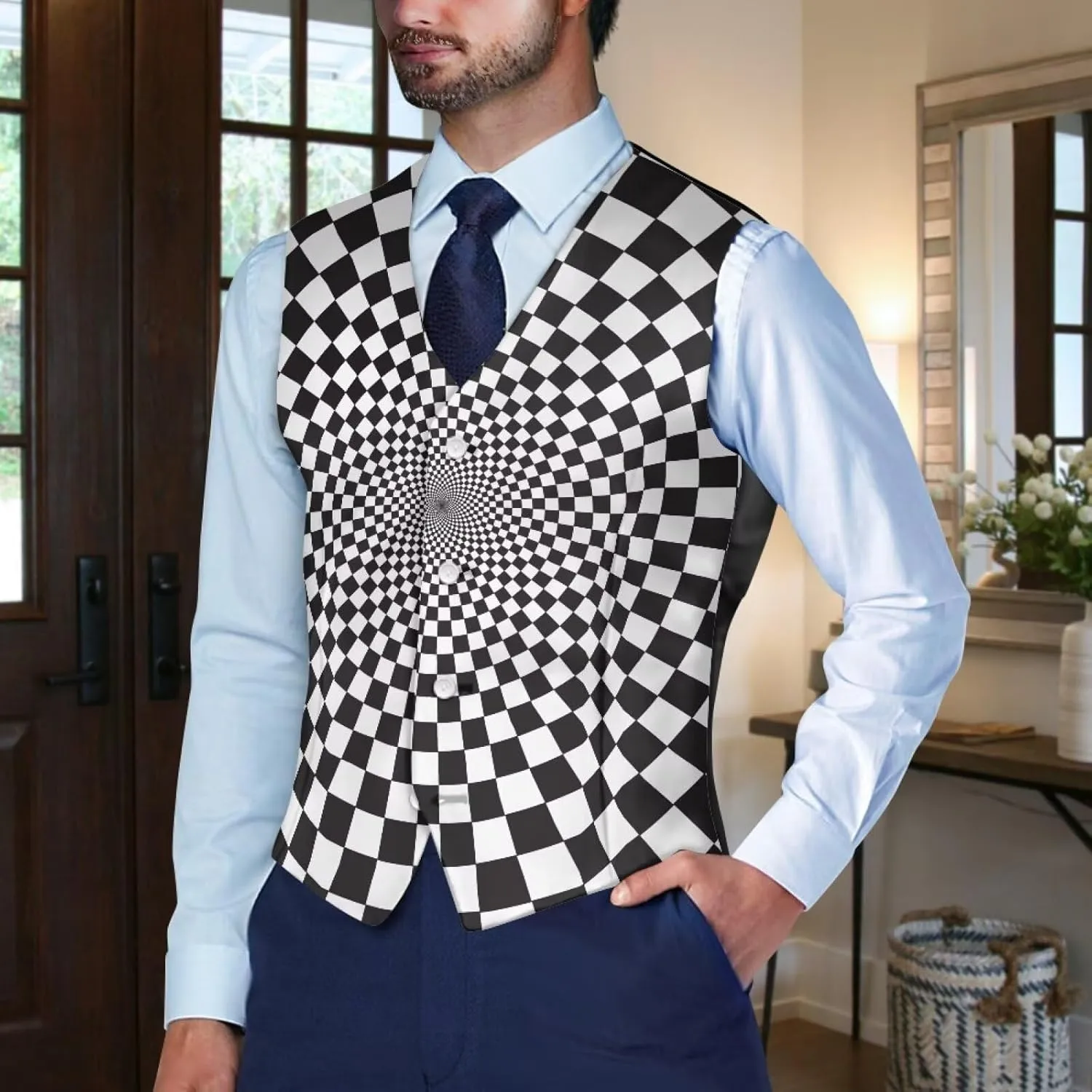 Men's Formal Suit Vest Fit for Business or Casual Dress Slim Fit V Neck Waistcoat Vest