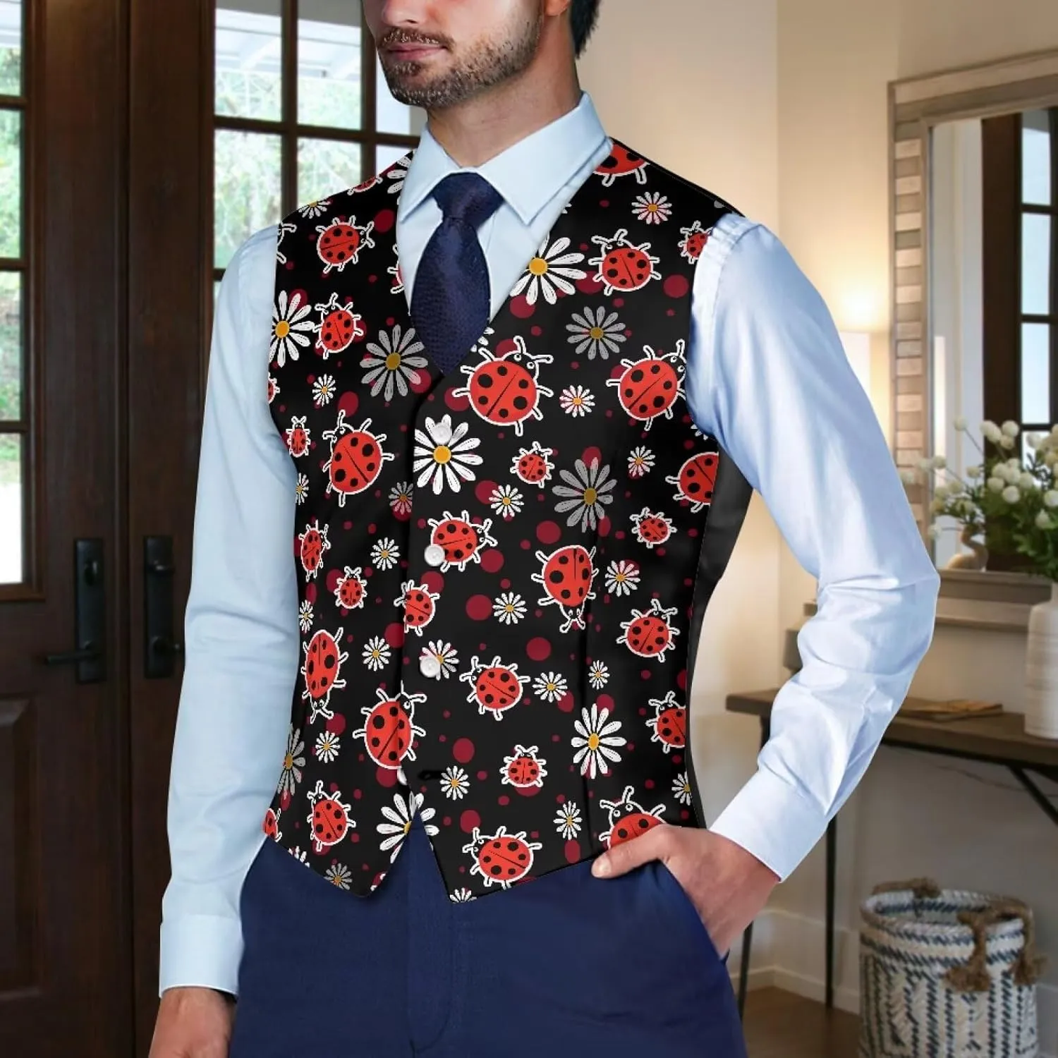 Men's Formal Suit Vest Fit for Business or Casual Dress Slim Fit V Neck Waistcoat Vest