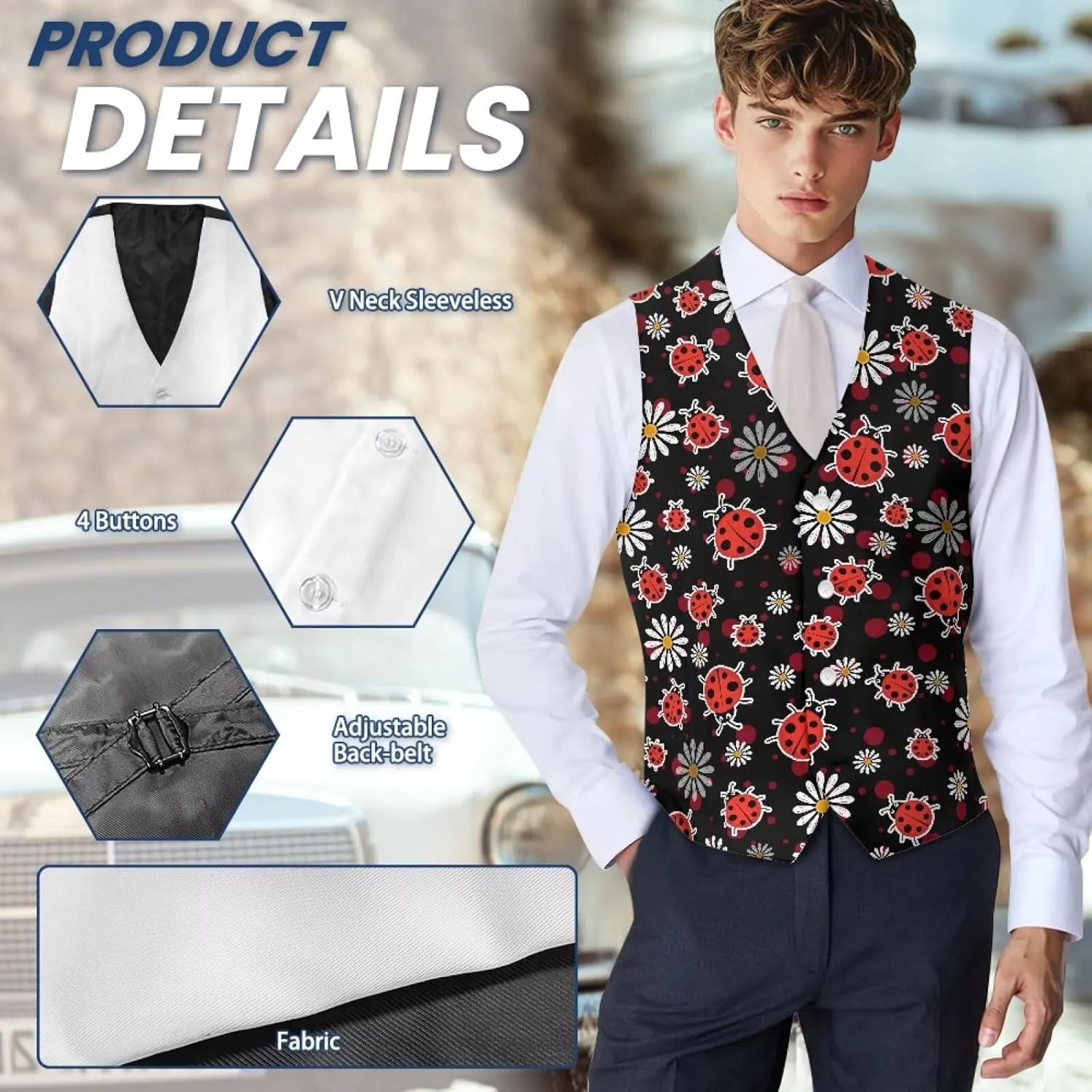 Men's Formal Suit Vest Fit for Business or Casual Dress Slim Fit V Neck Waistcoat Vest