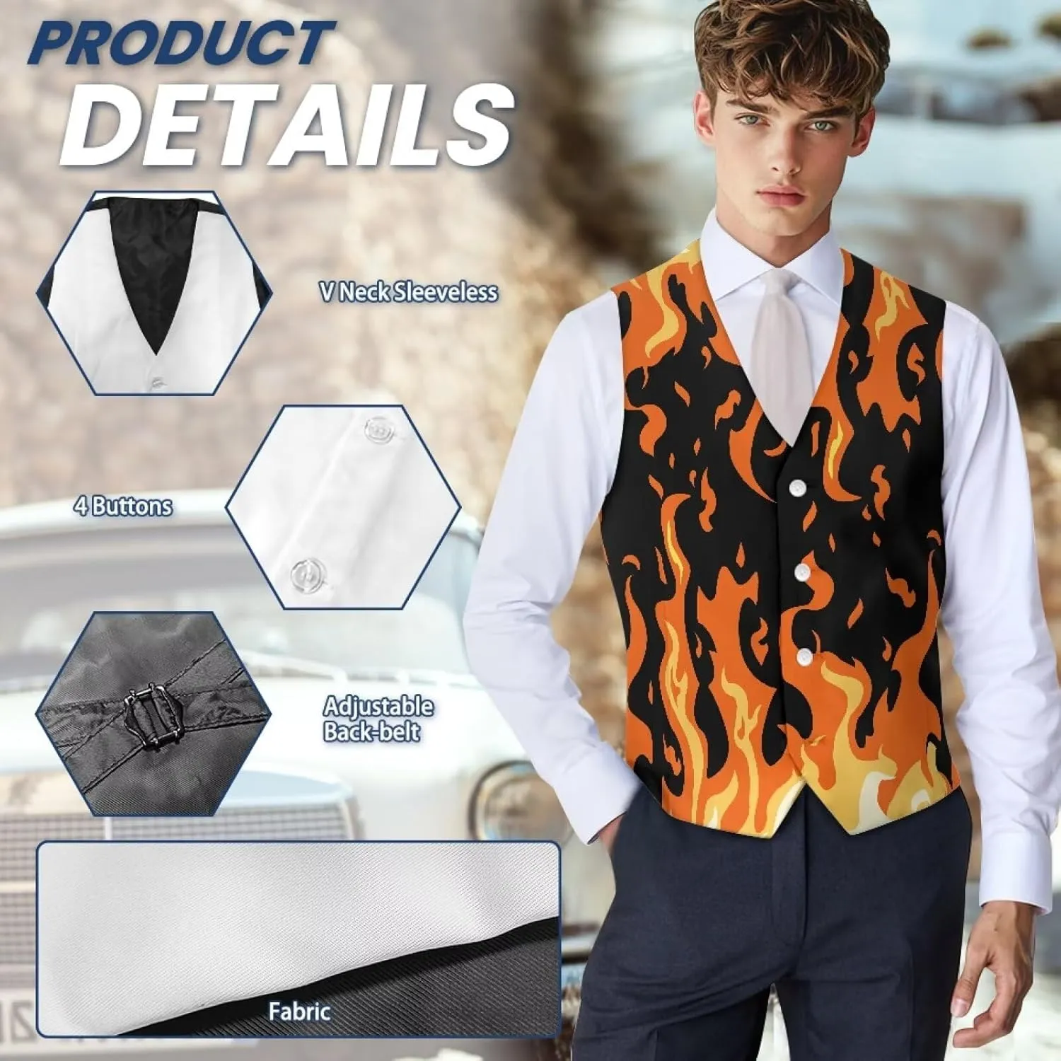 Men's Formal Suit Vest Fit for Business or Casual Dress Slim Fit V Neck Waistcoat Vest