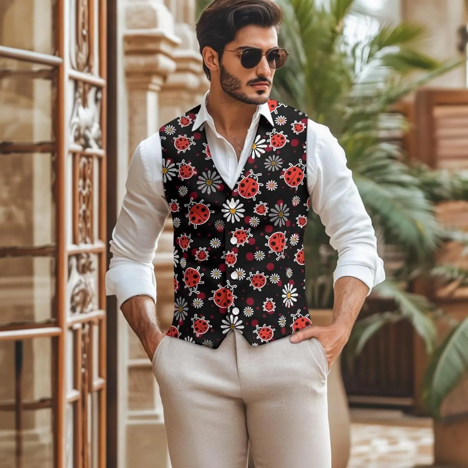 Men's Formal Suit Vest Fit for Business or Casual Dress Slim Fit V Neck Waistcoat Vest