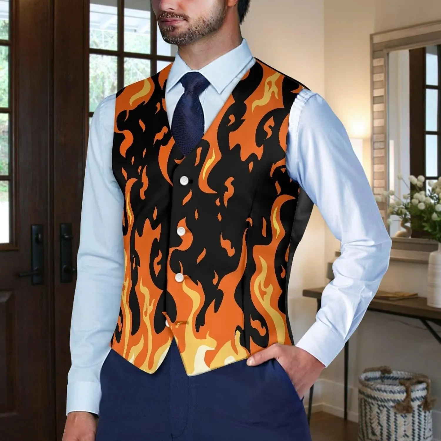 Men's Formal Suit Vest Fit for Business or Casual Dress Slim Fit V Neck Waistcoat Vest