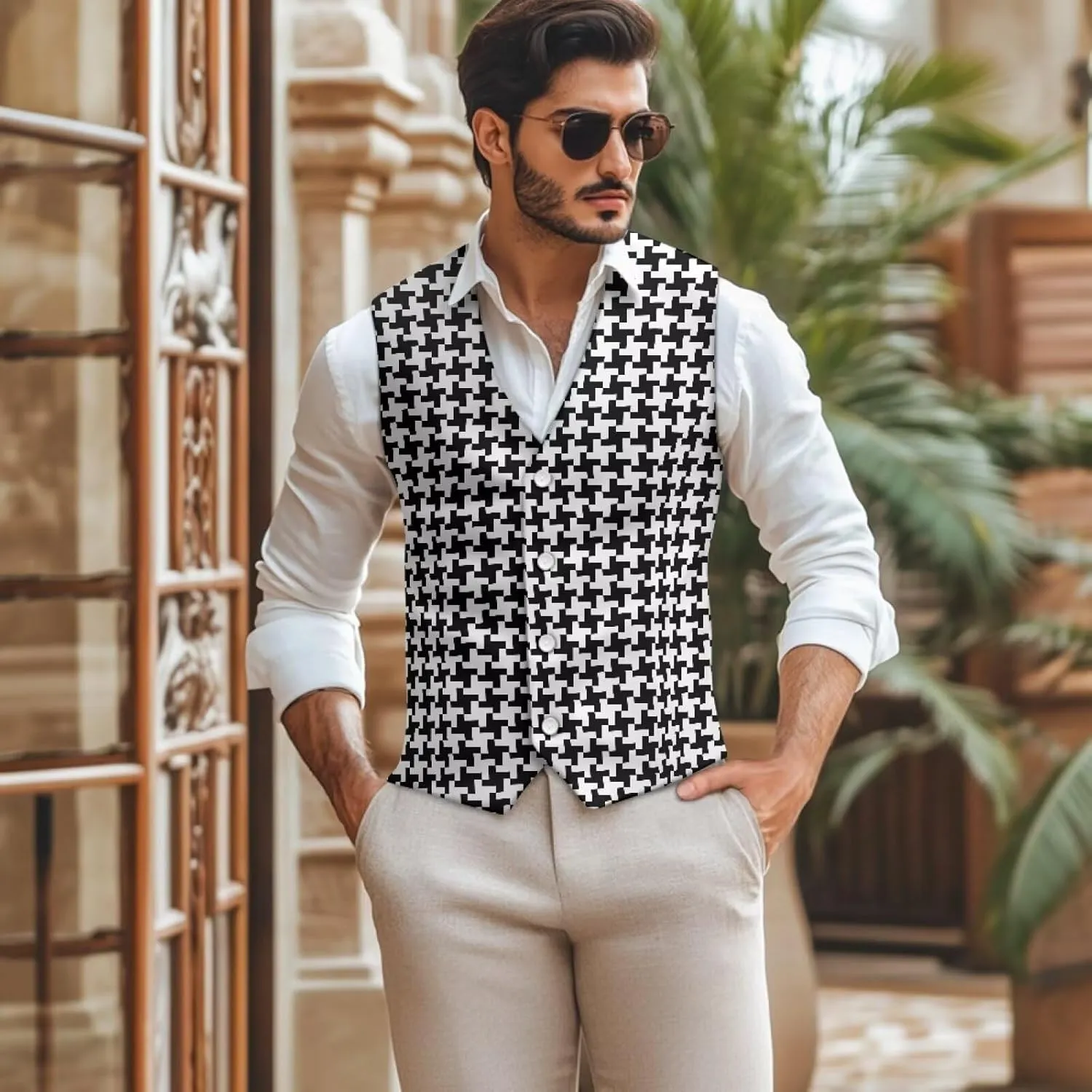 Men's Formal Suit Vest Fit for Business or Casual Dress Slim Fit V Neck Waistcoat Vest