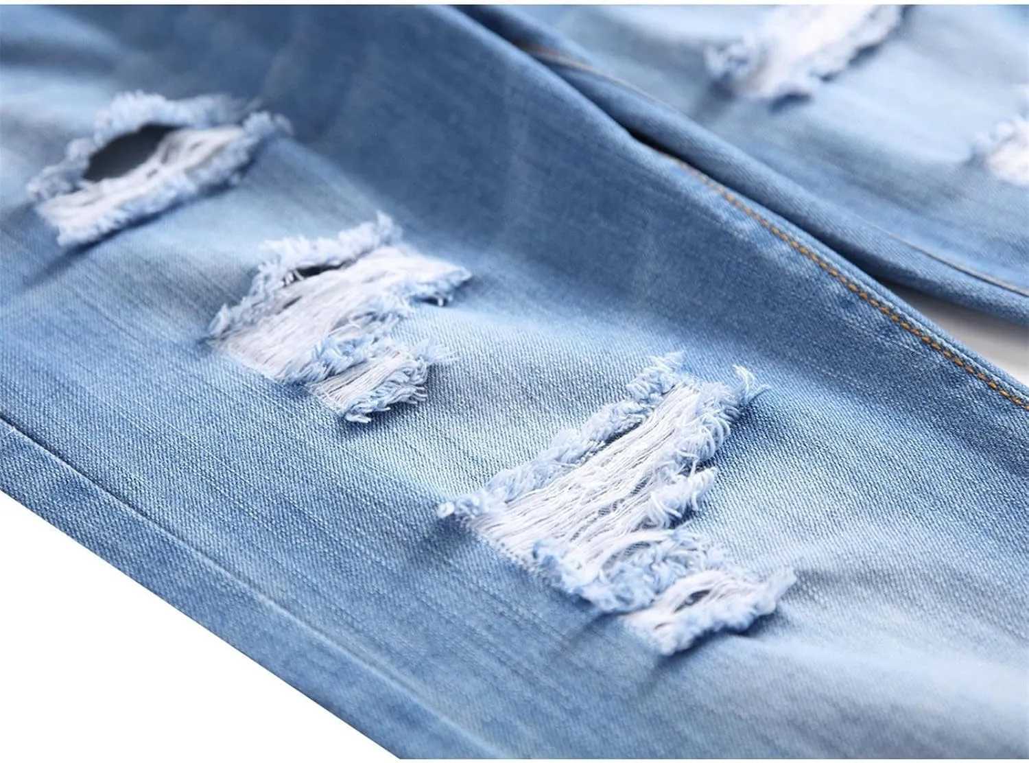 Men's Jeans Stretch Straight Wash Casual Sport Slim Fit Jeans Drawstring Elasticated Waist Denim Pants with Pockets