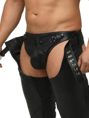 Mens Leather Underwear - Soft and Supple Leather Jockstrap with Detachable Front Pouch - 030