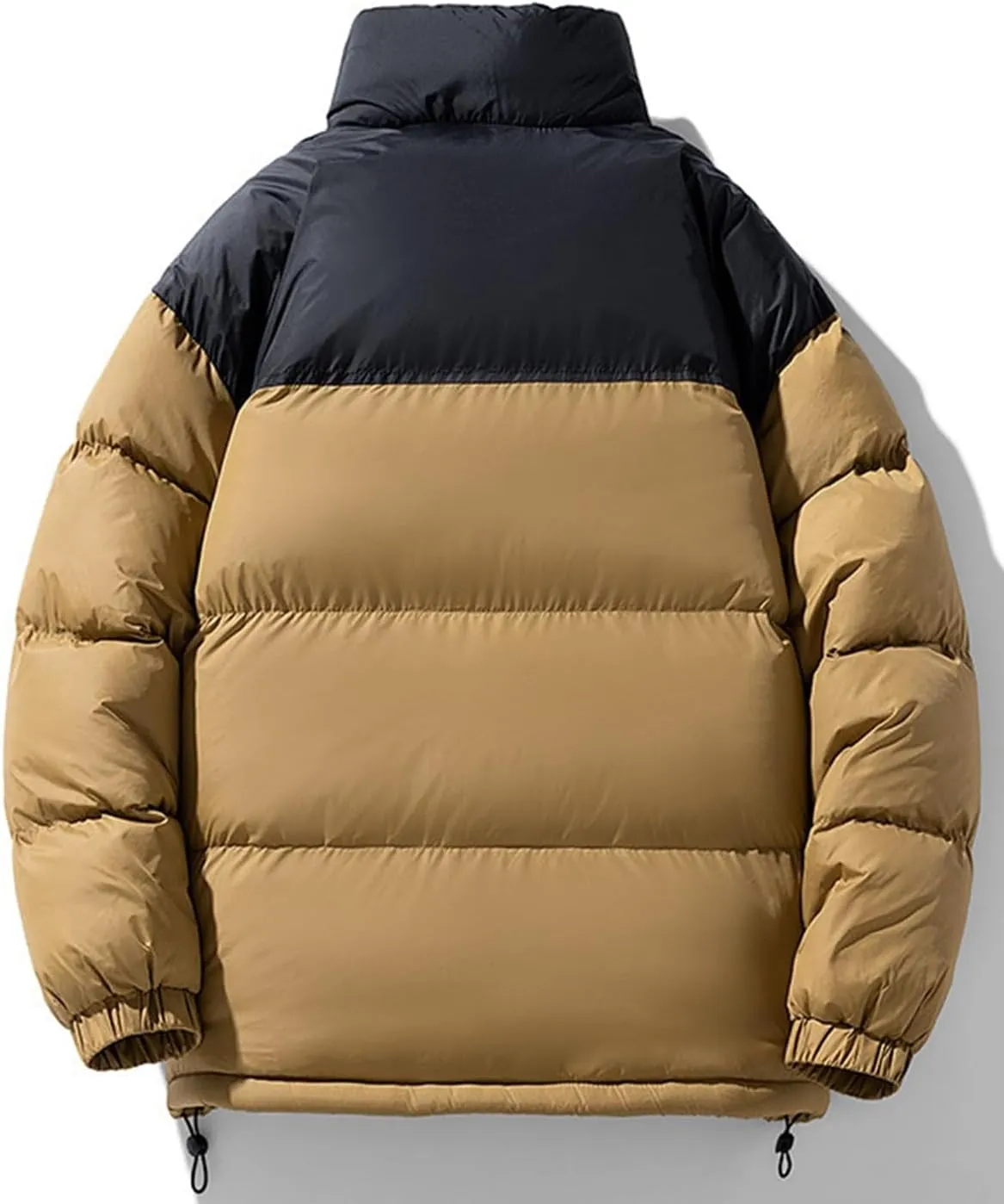 Men's Puffer Jacket Thickened Winter Coat Warm Stand Collar Color Block Zip Up Jacket Ski Bubble Coat