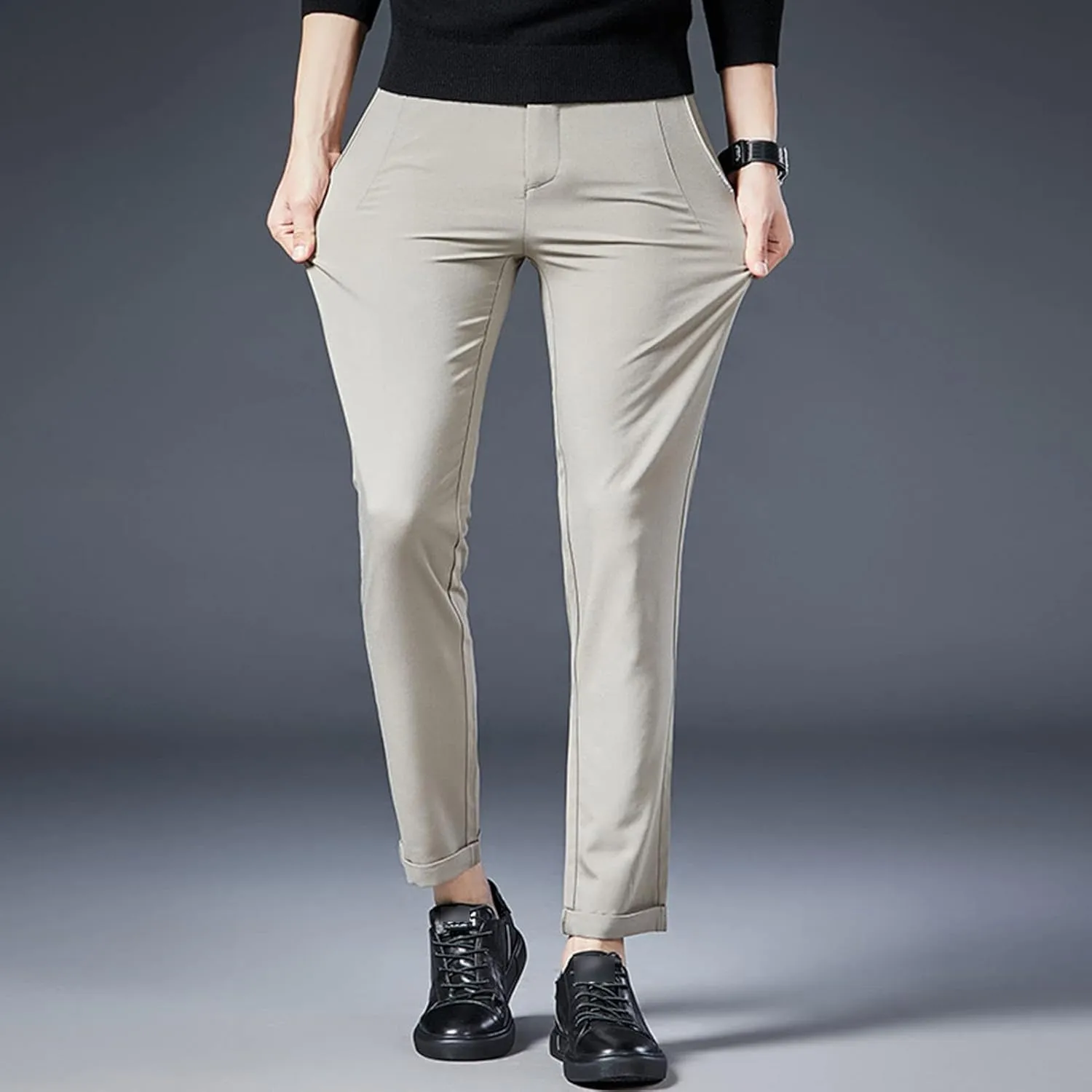 Men'S Slim Fit Flex Flat Front Pant Classic-Fit Wrinkle-Resistant Flat-Front Chino Pant Straight Casual Pants