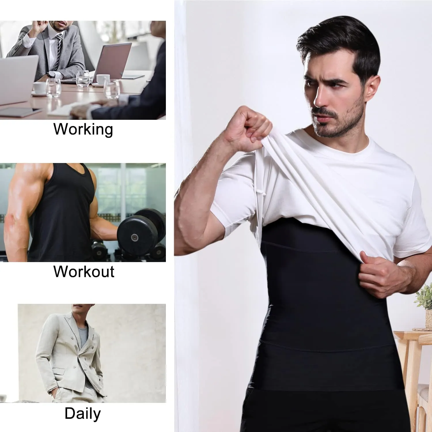 Mens Slimming Body Shaper Vest, Gynecomastia Compression Shirt Shapewear, Abs Abdomen Undershirts, Tummy Control Tank Top