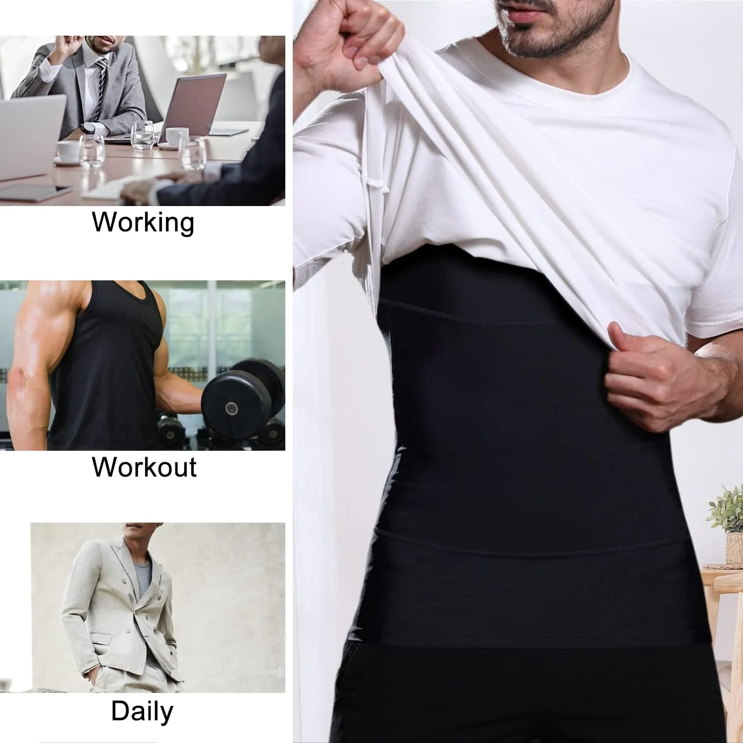 Mens Slimming Body Shaper Vest, Gynecomastia Compression Shirt Shapewear, Abs Abdomen Undershirts, Tummy Control Tank Top