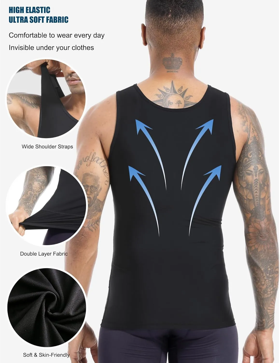 Mens Slimming Body Shaper Vest, Gynecomastia Compression Shirt Shapewear, Abs Abdomen Undershirts, Tummy Control Tank Top