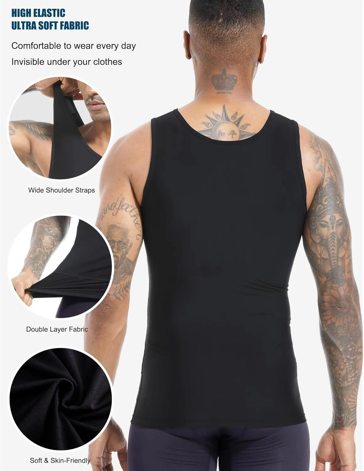 Mens Slimming Body Shaper Vest, Gynecomastia Compression Shirt Shapewear, Abs Abdomen Undershirts, Tummy Control Tank Top