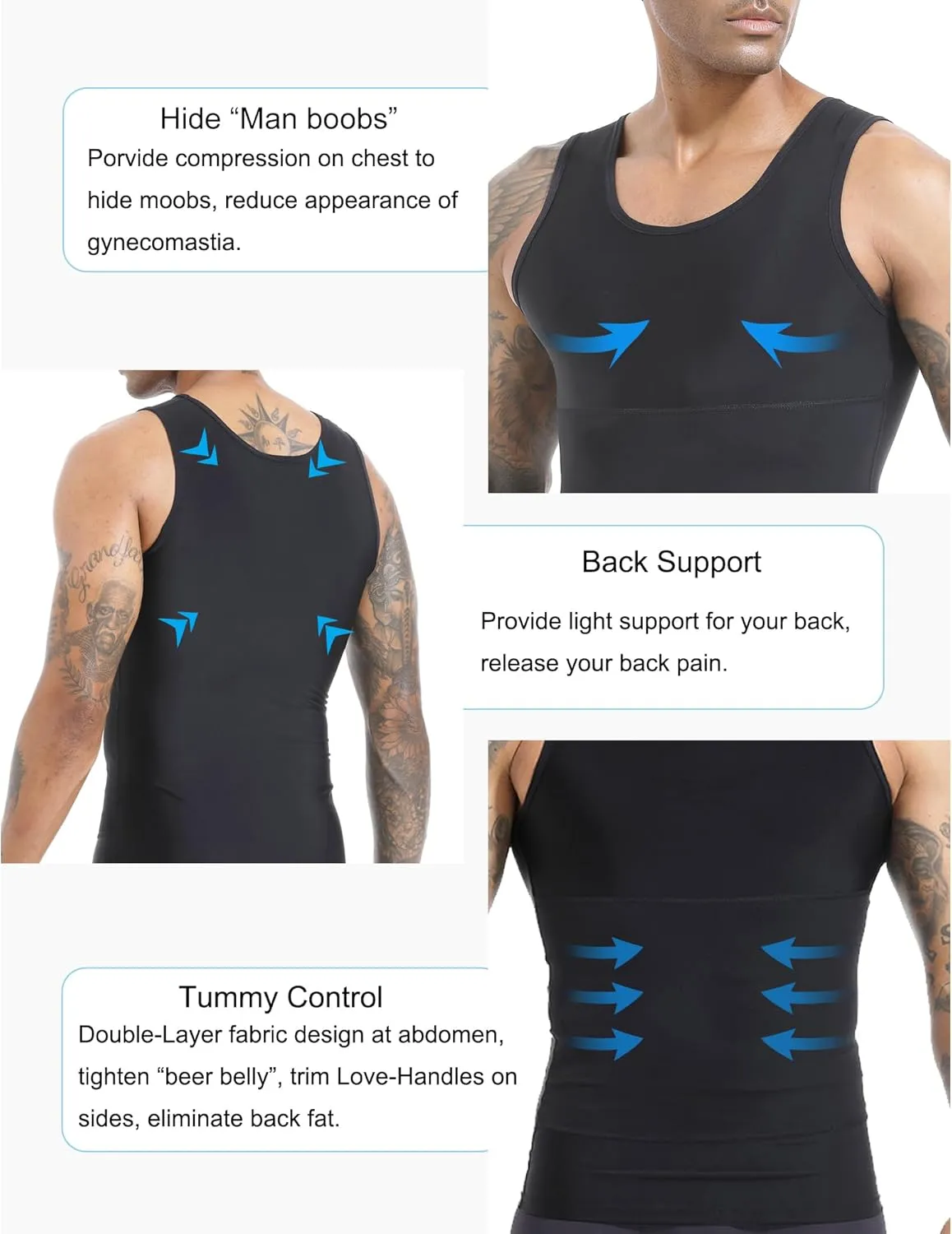 Mens Slimming Body Shaper Vest, Gynecomastia Compression Shirt Shapewear, Abs Abdomen Undershirts, Tummy Control Tank Top