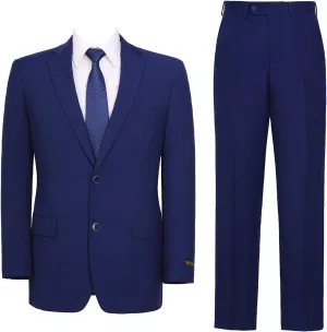 Men's Suit 2 Piece Classic Fit 2 Button Single Breasted Business Jacket Blazer Flat Pants Set