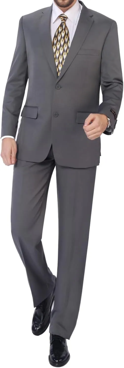 Men's Suit 2 Piece Classic Fit Suits 2 Buttons Notch Lapel Solid Single Breasted Jacket Blazer and Pants Set