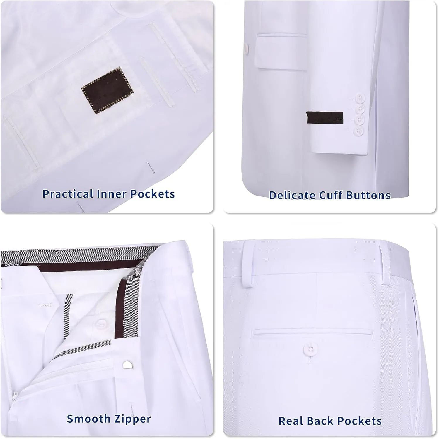 Men's Suit 2 Piece Classic Fit Suits 2 Buttons Notch Lapel Solid Single Breasted Jacket Blazer and Pants Set
