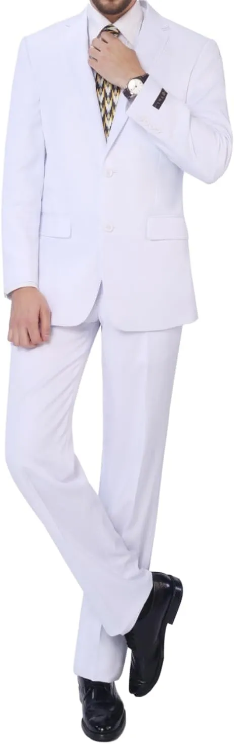 Men's Suit 2 Piece Classic Fit Suits 2 Buttons Notch Lapel Solid Single Breasted Jacket Blazer and Pants Set