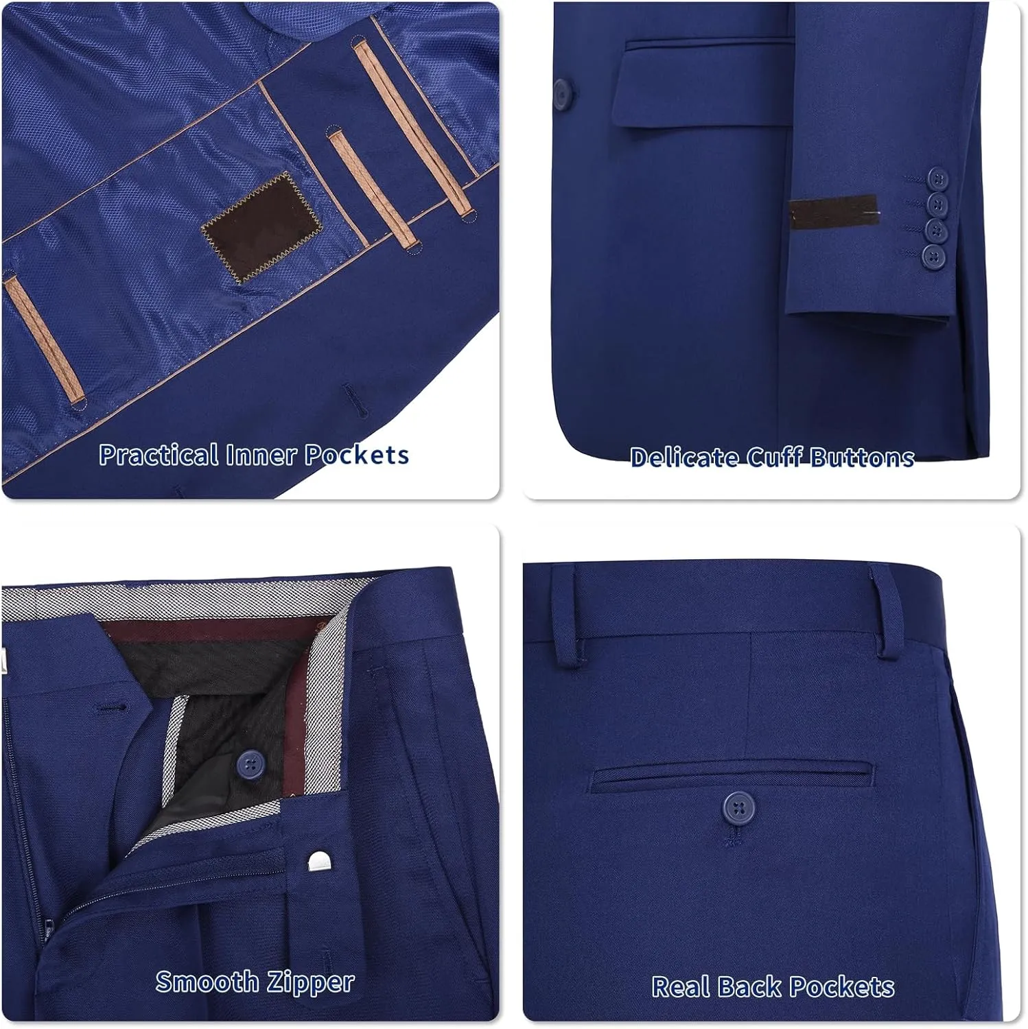 Men's Suit 2 Piece Classic Fit Suits 2 Buttons Notch Lapel Solid Single Breasted Jacket Blazer and Pants Set