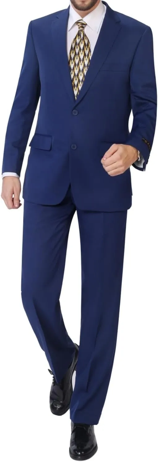 Men's Suit 2 Piece Classic Fit Suits 2 Buttons Notch Lapel Solid Single Breasted Jacket Blazer and Pants Set