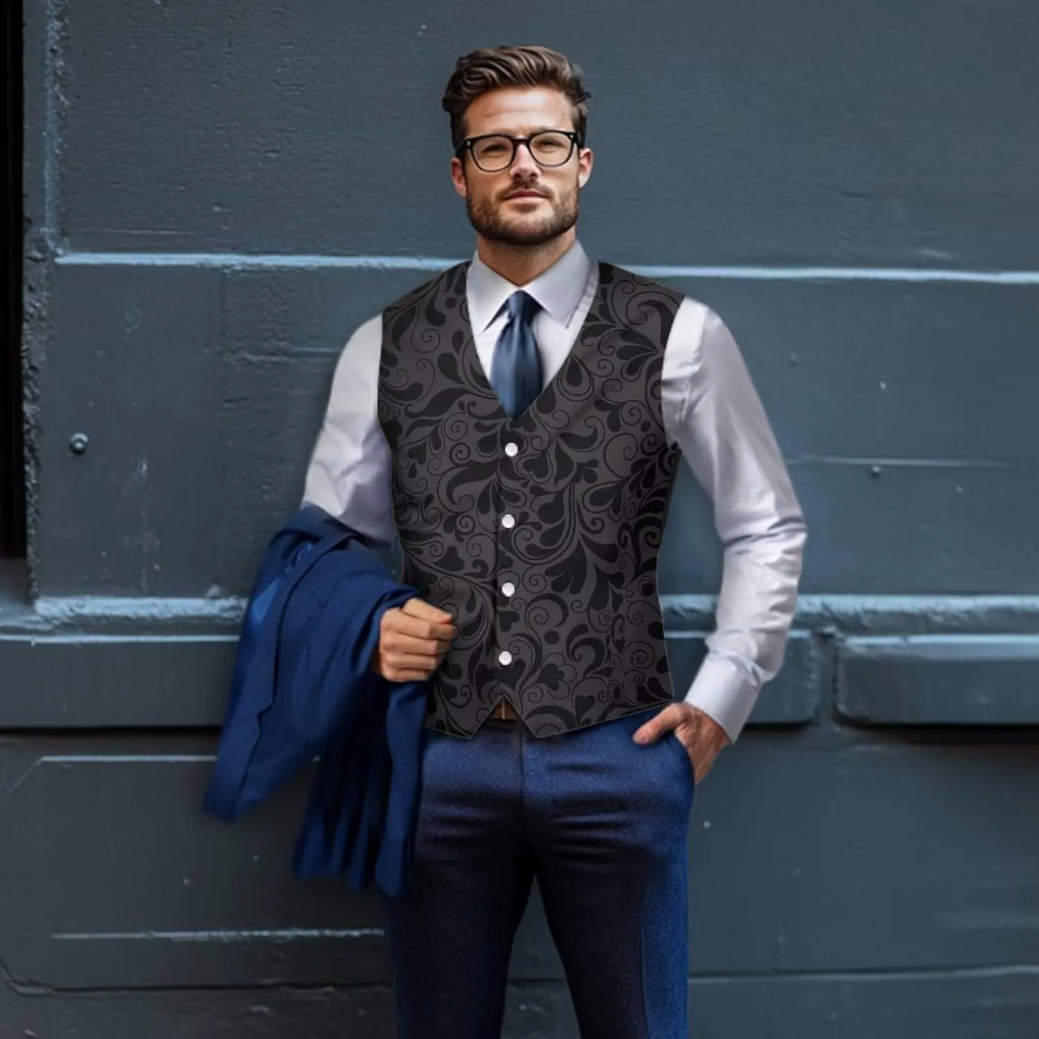Men's Suit Vest Business Formal Dress 2025 Trendy Waistcoat Vest Button Down Sleeveless Casual