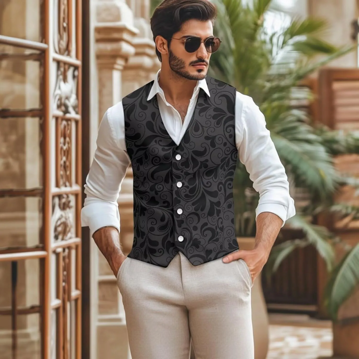 Men's Suit Vest Business Formal Dress 2025 Trendy Waistcoat Vest Button Down Sleeveless Casual