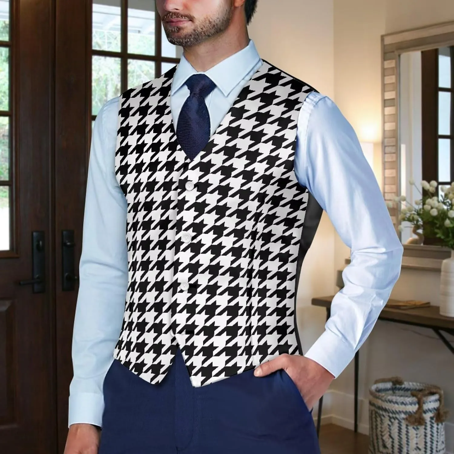 Men's Suit Vest Business Formal Dress 2025 Trendy Waistcoat Vest Button Down Sleeveless Casual