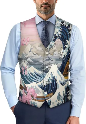 Men's Suit Vest Business Formal Dress 2025 Trendy Waistcoat Vest Button Down Sleeveless Casual