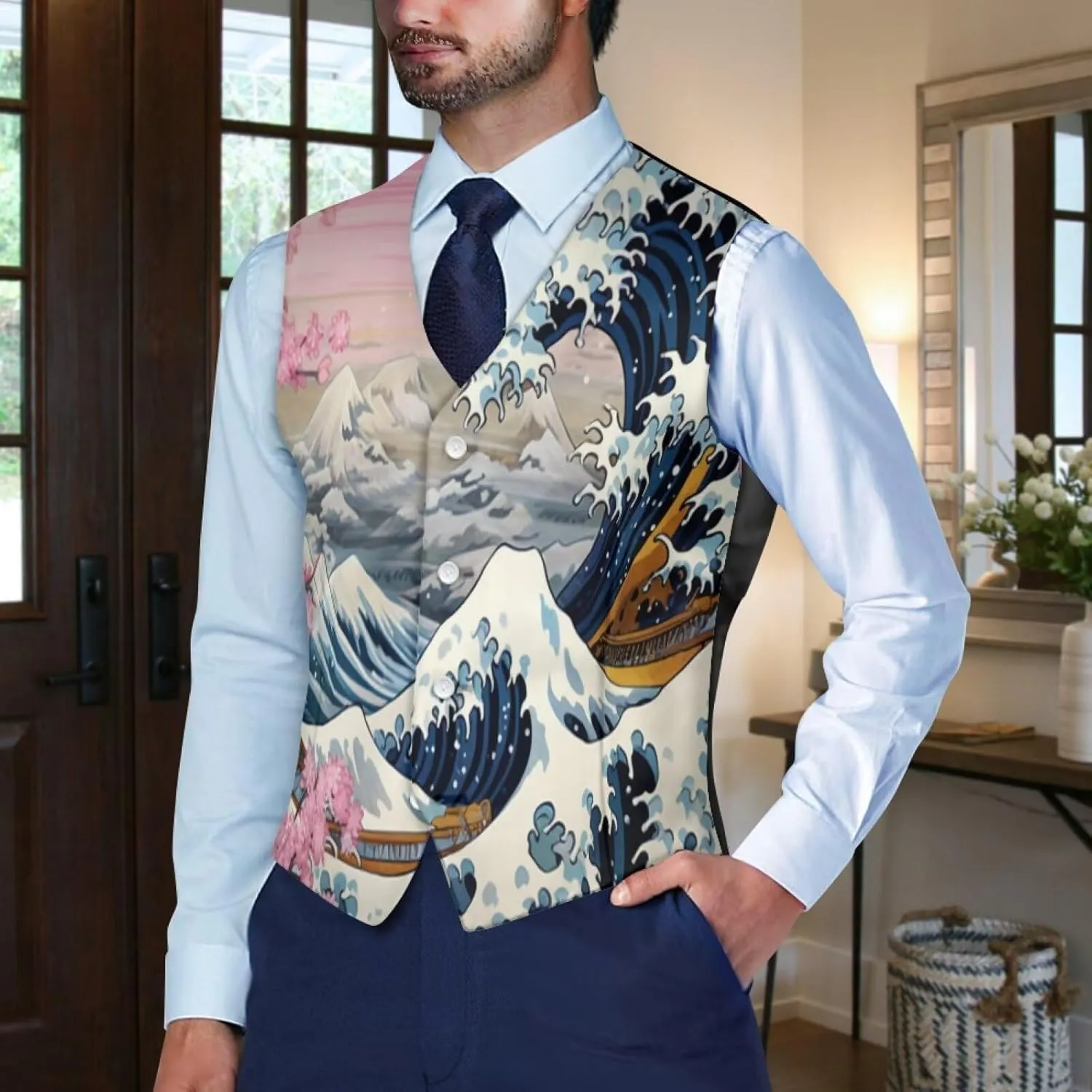 Men's Suit Vest Business Formal Dress 2025 Trendy Waistcoat Vest Button Down Sleeveless Casual