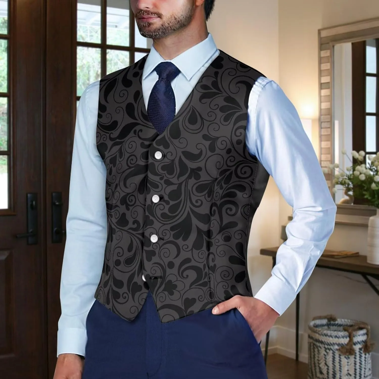 Men's Suit Vest Business Formal Dress 2025 Trendy Waistcoat Vest Button Down Sleeveless Casual