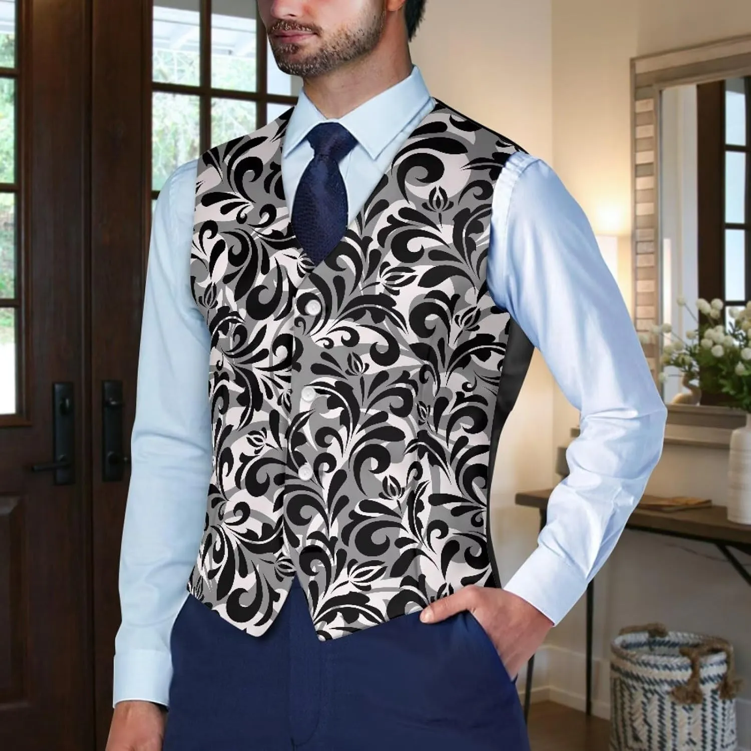 Men's Suit Vest Business Formal Dress 2025 Trendy Waistcoat Vest Button Down Sleeveless Casual