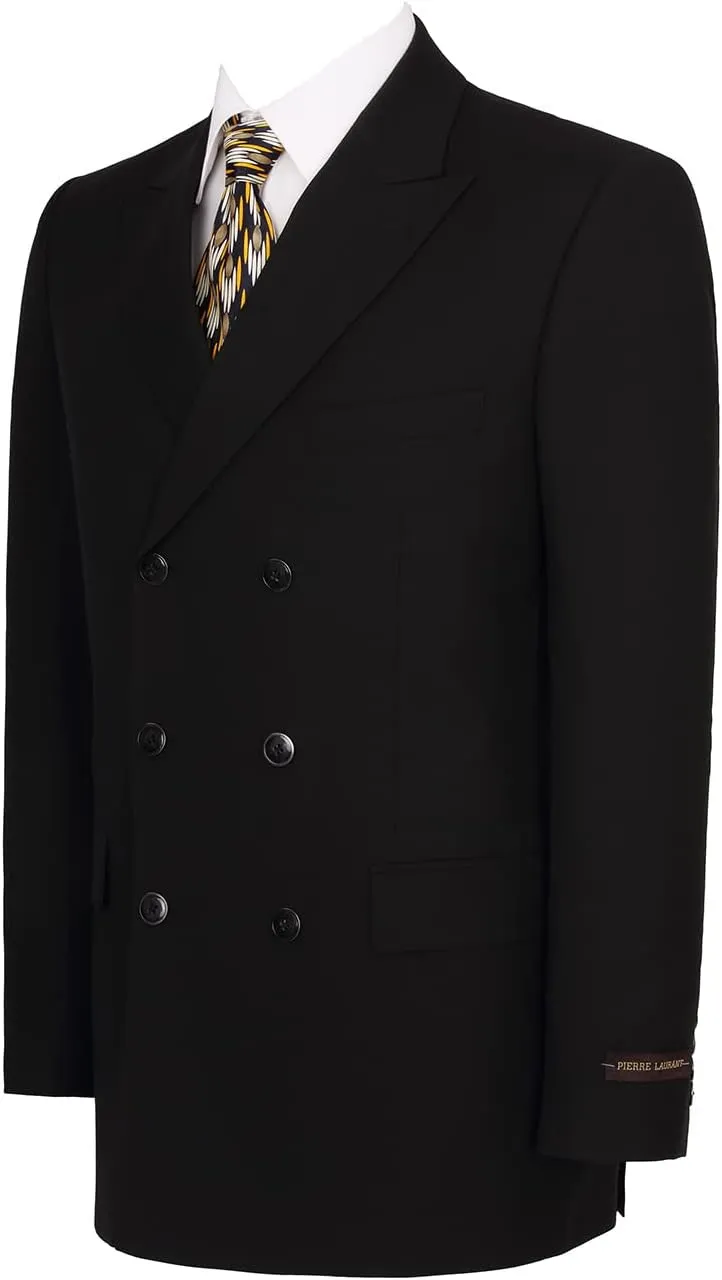 Mens Suits 2 Piece Double Breasted Six Button Classic Fit Business Jacket Blazer Pants Set