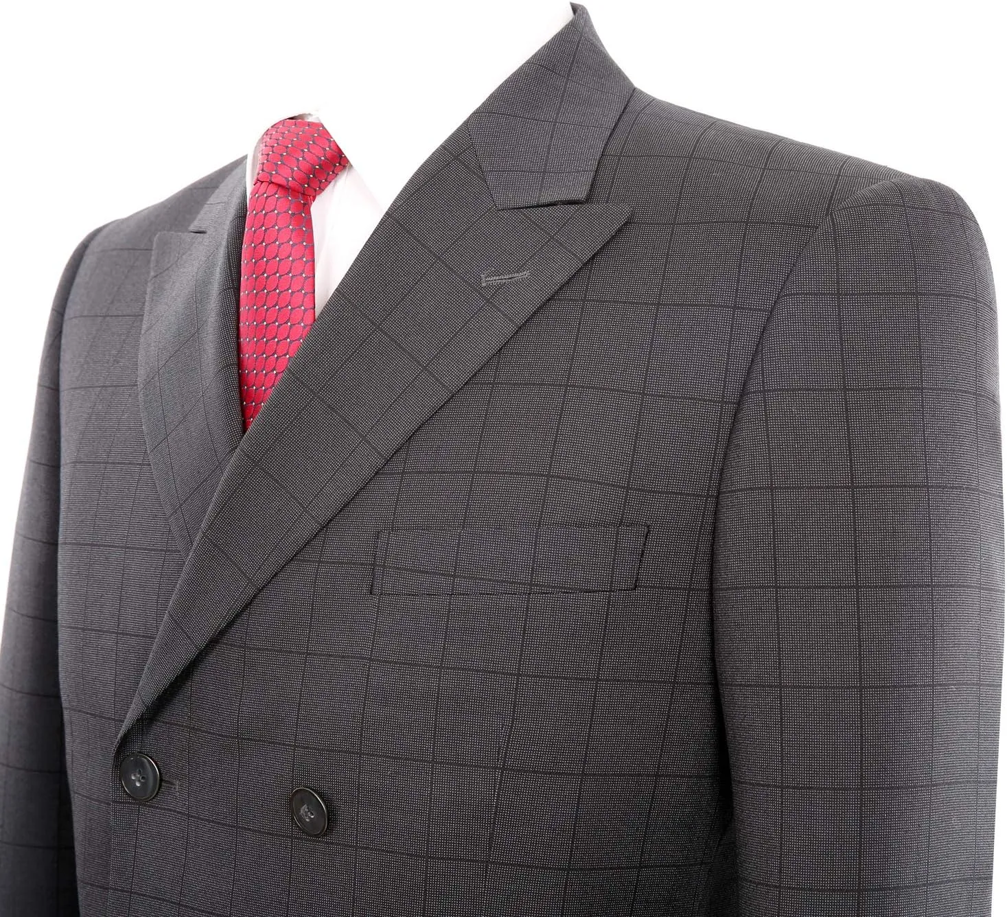 Mens Suits 2 Piece Double Breasted Six Button Classic Fit Business Jacket Blazer Pants Set